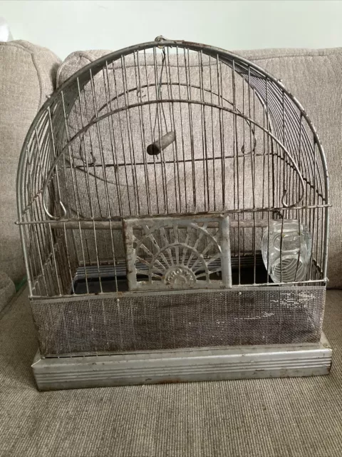 Antique Crown Bird Cage With Stand 