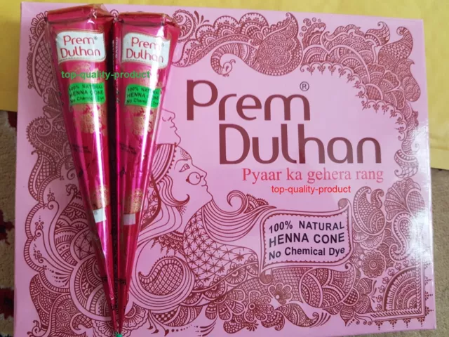 2 X HERBAL BASED 100% NATURAL FRESH PREM DULHAN (Bridal) HENNA MEHNDI CONES