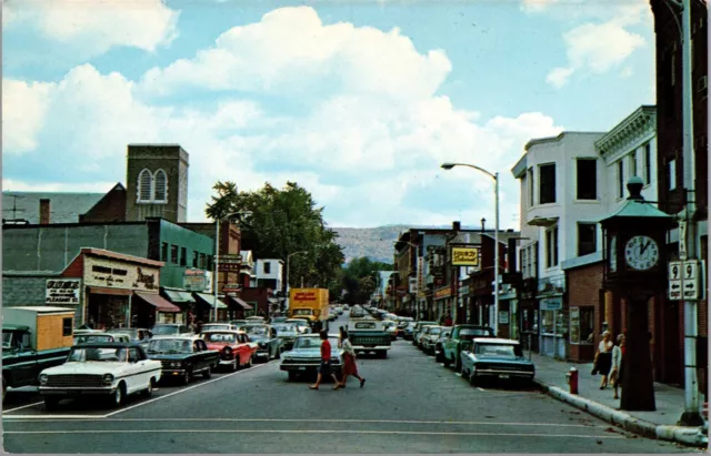 Vtg Bennington Vermont VT Main Street View Downtown Shopping Area 1960s Postcard