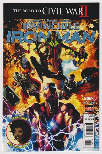 INVINCIBLE IRON MAN #11 | Vol. 3 | 2nd Print | 3rd Riri Williams app | 2016 | NM