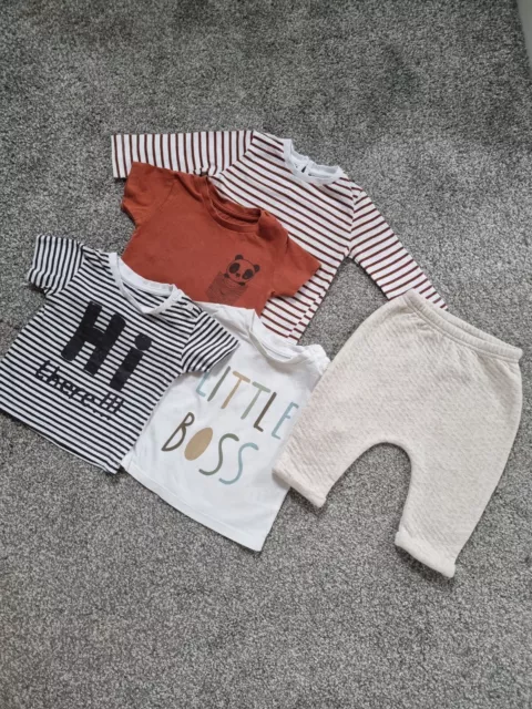 Baby Boys Outfits Tshirts Bundle 3-6 Months Stripe brown beige jogger neutral cc