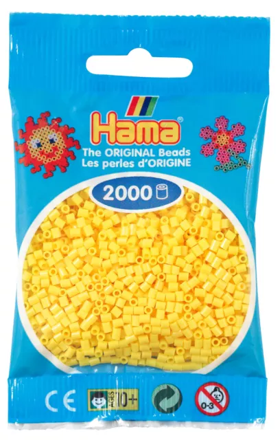 Hama 2000 Mini Bügelperlen 501-03 Gelb Ø 2,5 mm Perlen Steckperlen Beads