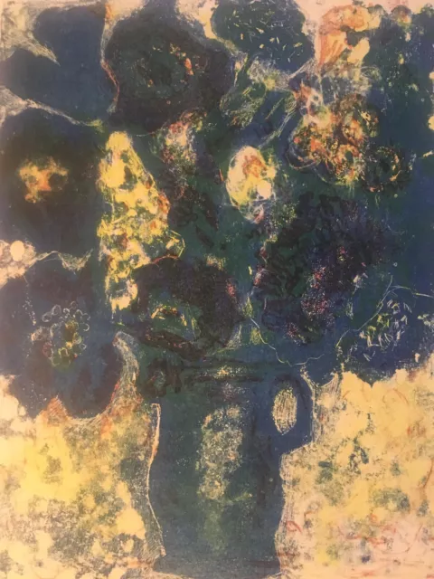 Tres belle gravure Bouquet De Fleurs de Leon Lang signé numéroté sur 100 1960
