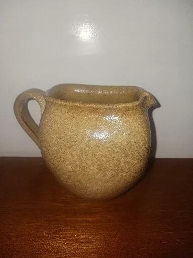 Vintage Pitcher Devica Tan Salt Glaze Stoneware Pottery Gres de Viana Portugal
