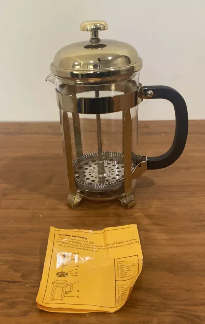 N Mint MELIOR PYREX FRANCE Small 3 Cup French Press GOLD Coffee Maker  Plunger J1