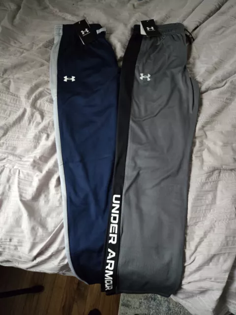 2 PAIRS Under Armour Boy's UA Brawler 2.0 Tapered Pants EJ1  Youth X Large NWT