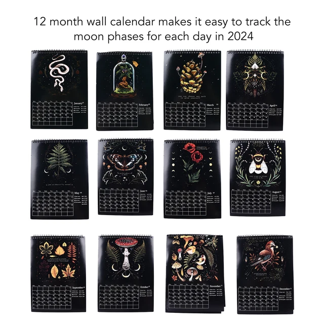 Dark Forest Lunar Calendar 2024 Animals Calendar Art House Decor With Lanyard
