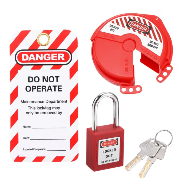 Dispositivo di blocco valvola cancello, da 2-1/2"" a 5"" con blocco ed etichetta di sicurezza, rosso