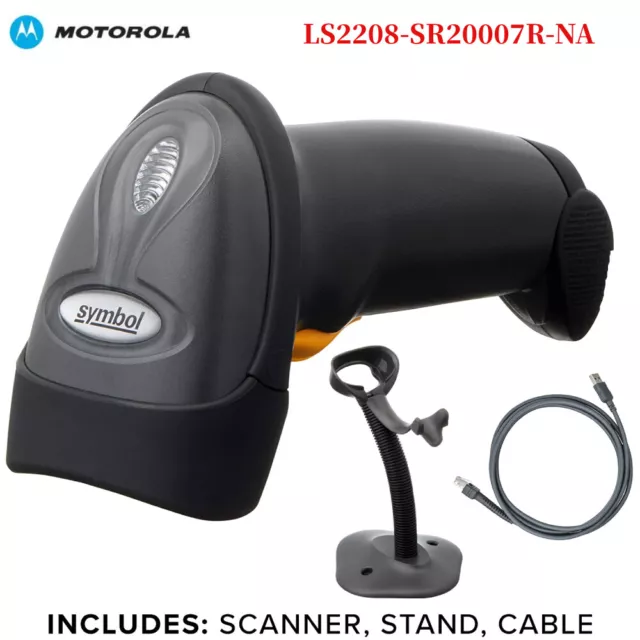 Motorola Zebra Symbol LS2208-SR20007R-NA  Barcode Scanner Kit W/ Stand USB Cable