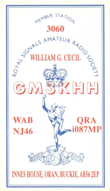 1 x QSL Card Radio UK RSARS 3060 GM3KHH Oran Buckie 1995 ≠ T1167