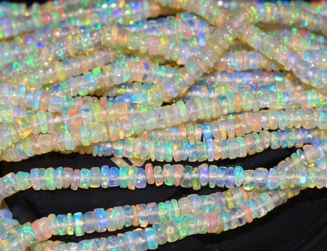 Perles de pierres précieuses en opale éthiopienne naturelle AAA, rondelles...