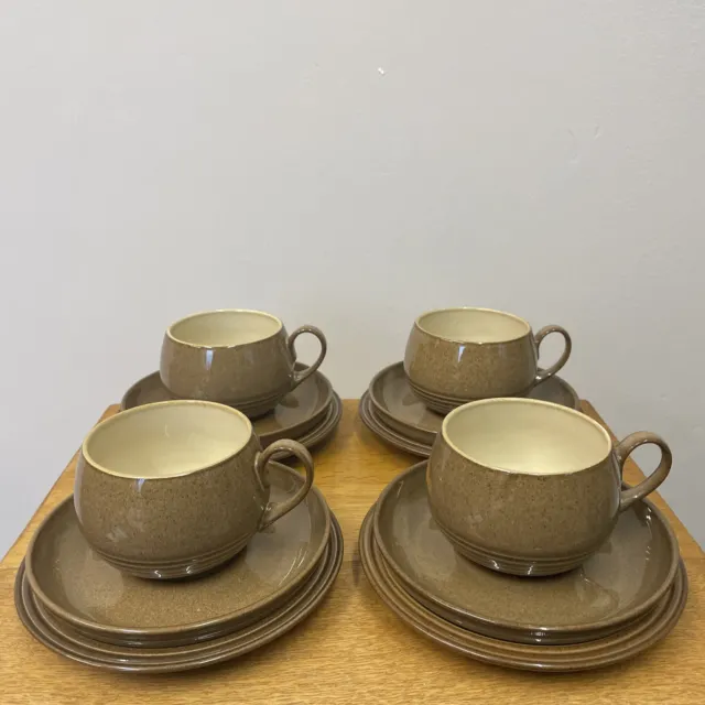 Vintage Denby `PAMPAS` Ridged Tea Cup Saucer Side Plate 12 Piece B132