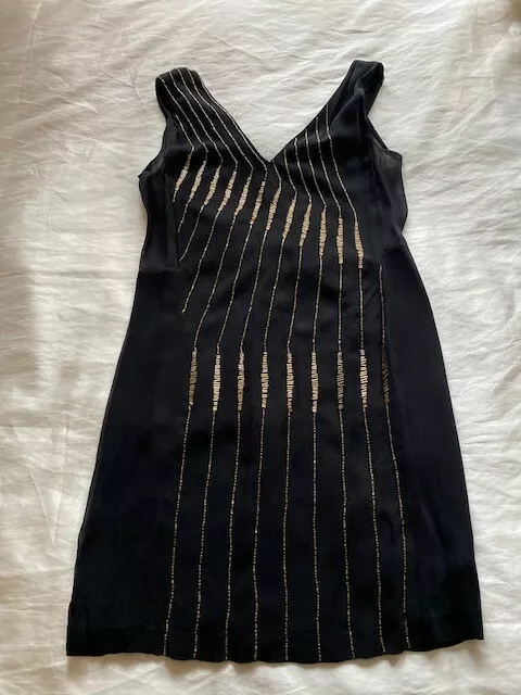 Brand New French connection black dress with gold beading size 8 with tags