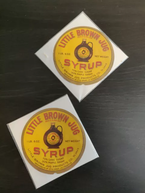 Little Brown Jug Syrup Bottle Labels 1921