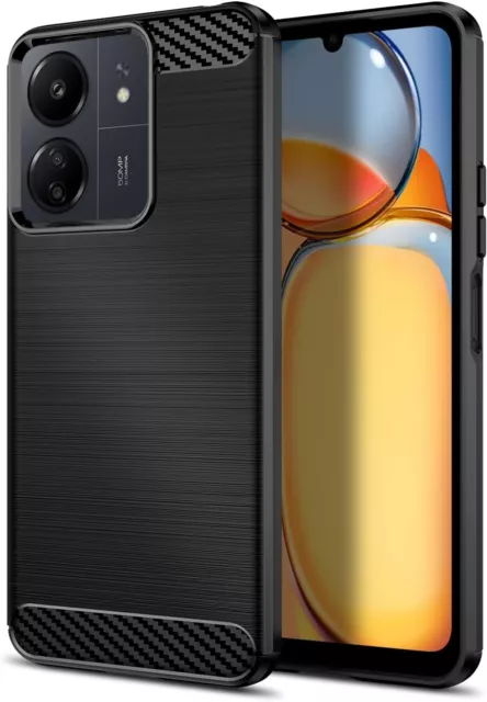 CARBON HÜLLE Für XIAOMI REDMI 13C 5G HANDY SCHUTZHÜLLE SLIM CASE SILIKON SCHWARZ