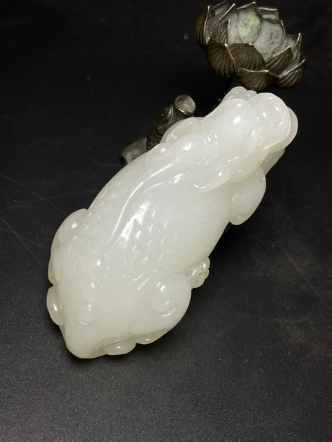 Chinese Exquisite Handmade Brave Troops carving Hetian Jade Statue