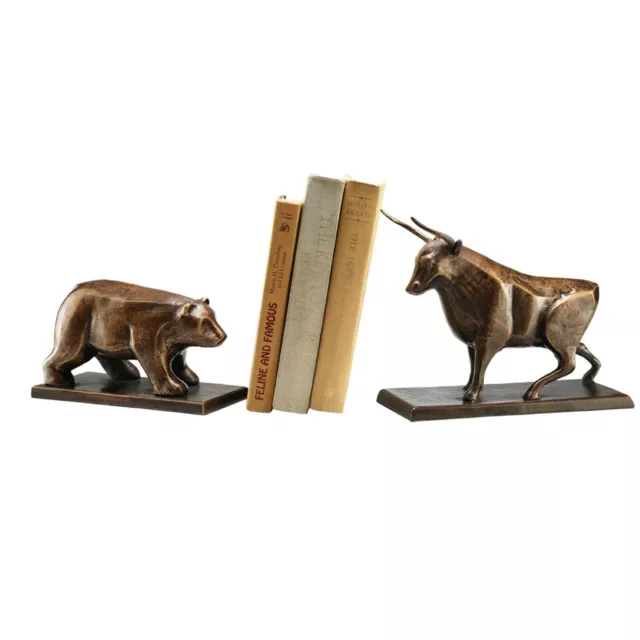 Stylish Cast Iron Bull and Beautiful Bear Bookends Pair Lodge Indoor Home Décor