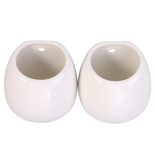 2 Pcs Ceramic Planter Vase Pot Hanging Flower Pots Wall Mounted Holder Ceramics