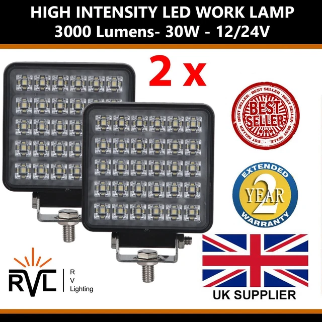 20-Pack 48W LED Work Lights - 4 Inch Square Flood Lights For Trucks, UTV, Tractor (12V, 6000K White)