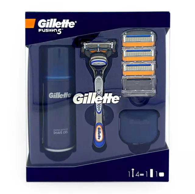 Gillette Fusion5 – Cofre Cuchilla + 4 Hojas de Afeitar Repuesto + Gel Barba