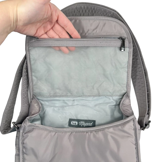 Lug Moped Deluxe Quilted Day Pack Crossbody Purse Bag Pearl Gray RFID Protected 2