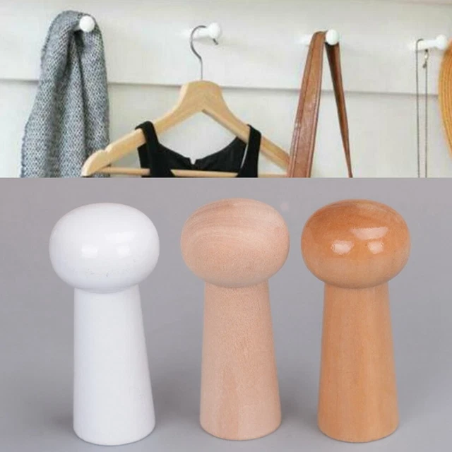 10X WOODEN Coat Jacket Towel Mug Shaker peg Wood HOOK with Screw/Wall Plug Set