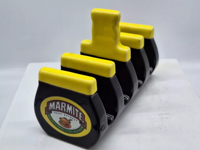 Marmite Ceramic Toast Rack Handle 4 slices 5 1/2 inches  Breakfast Black Yellow