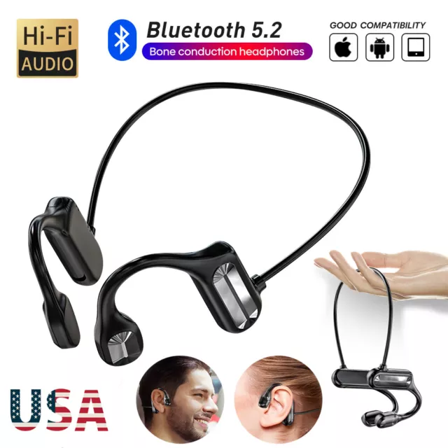 Bluetooth 5.2 Bone Conduction Headset Wireless Outdoor Sport Open Ear Headphones