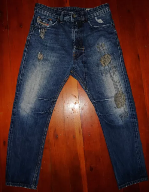 Diesel NARROT REGULAR CARROT Mens Jeans 0880X Italy 29(30)x 24 1/2" Distressed