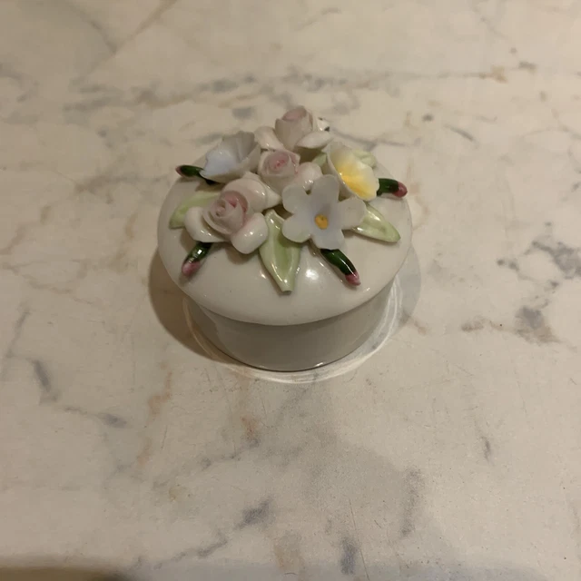 Vintage Capodimonte Italien Porzellan Schmuck Box Blumen