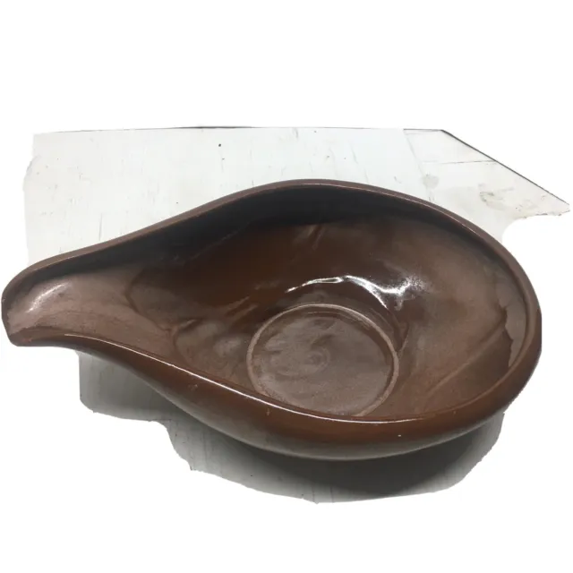VTG Frankoma Gracetone Pottery Gravy Boat 4x15”Brown Serveware Spouted Bowl MCM