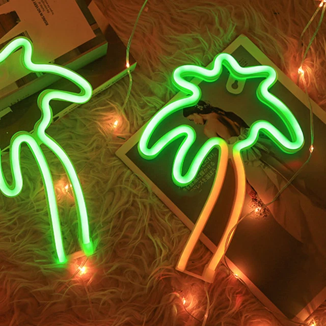 NEON LIGHT PALM Tree Lights Led Decorative White Sign Atmosphere Lamp £