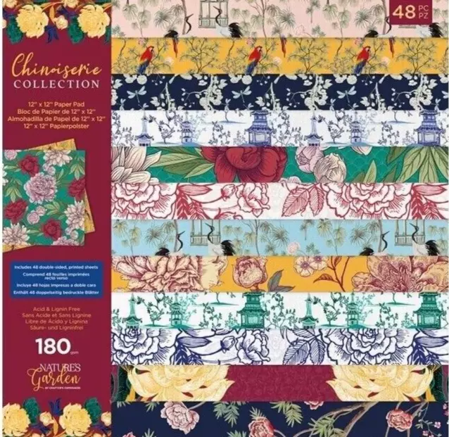 Chinoiserie Collection Crafters Companion 12" x 12" Paper Pad 48 page