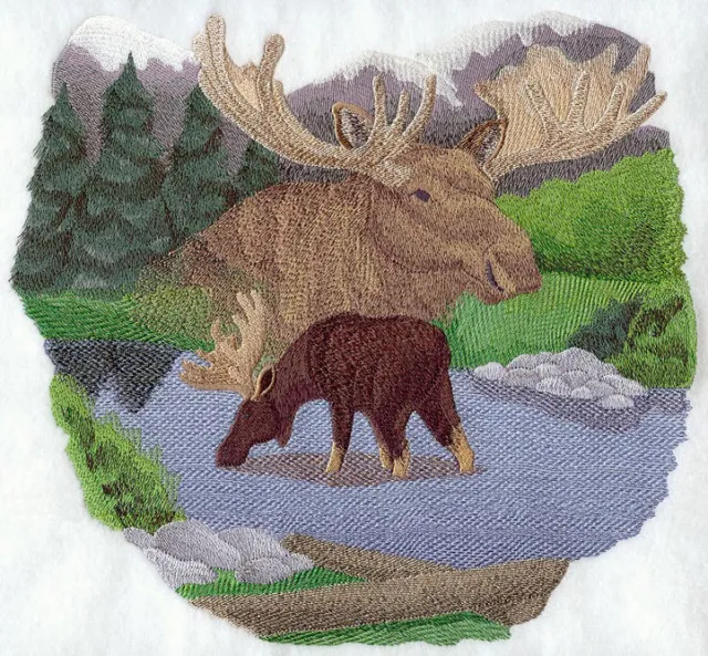 Embroidered Short-Sleeved T-shirt - Spirit of the Moose J4086 Size S - XXL