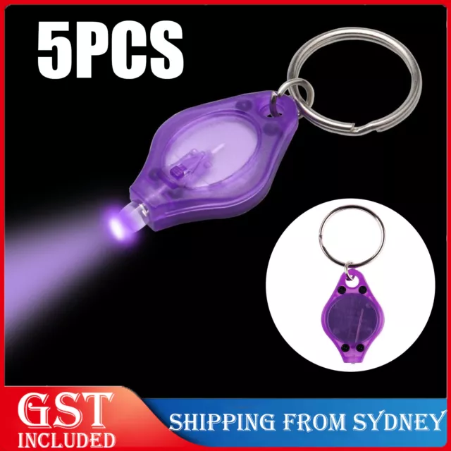 5X LED Keyring Torch UV Key Ring Purple Light Chain Light Battery Operatd AU