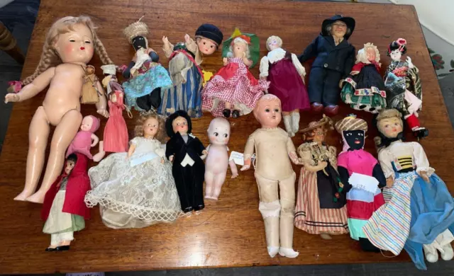 LOT OF Vintage & Antique Doll  Bisque, Compo, Celluloid, Cloth