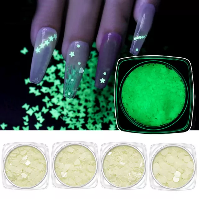 1Pc Luminous Nail Sequins Glow In The Dark Fluorescent Glitter Star Round Shape