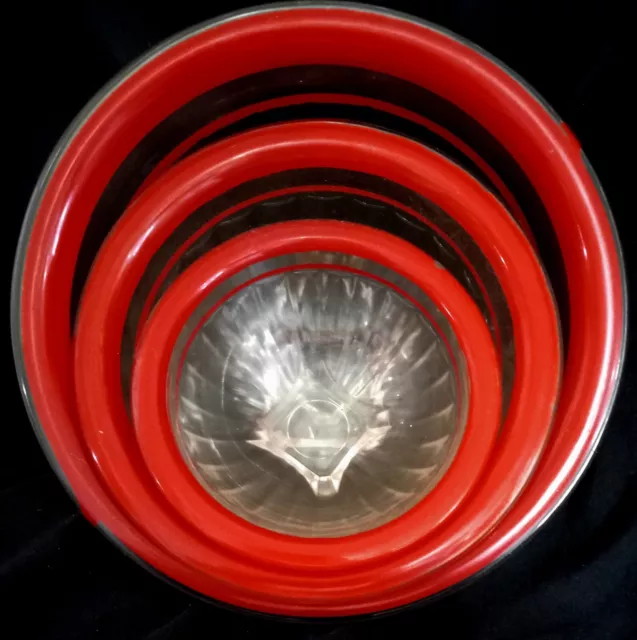 Hazel Atlas Vintage Red Rimed Nesting Bowls 40's