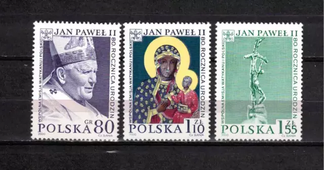 s40386 POLAND 2000 MNH** Genetliaco Papa 3v joint issue Vaticano