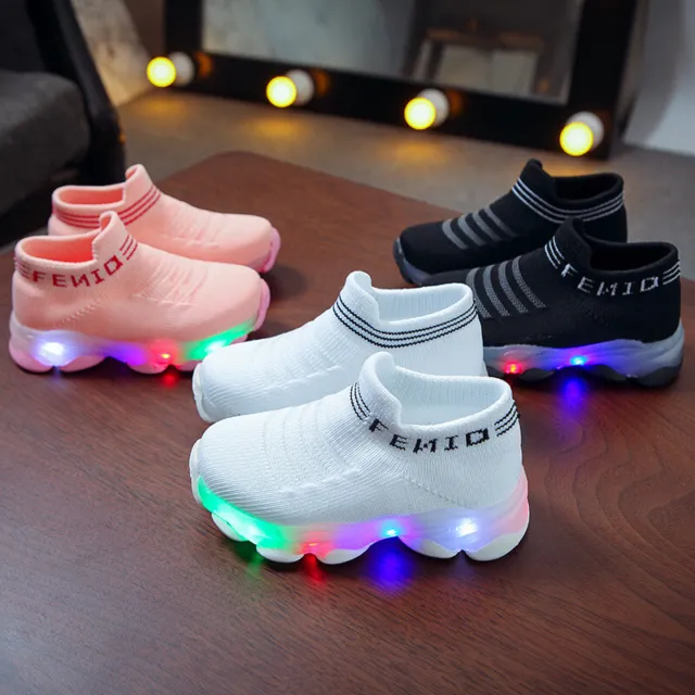 Baby Boys Girls Light Up Luminous Trainers Toddler LED Flash Sneakers Kids Shoes