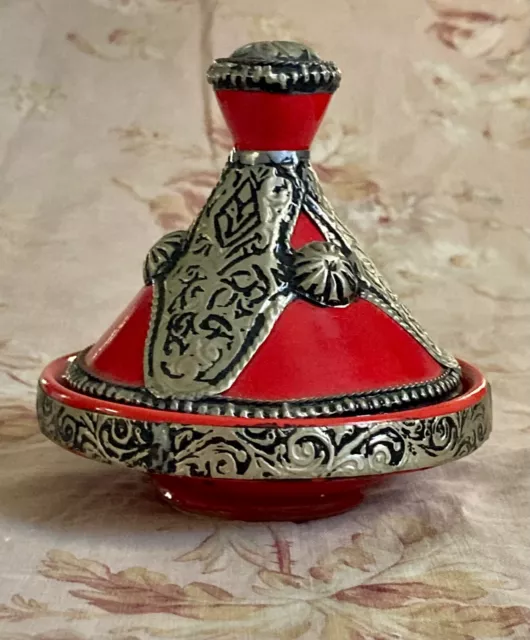 Sm  Moroccan Toy Decorative Red Tagine Pot  Play Dinette  Artisanal Pottery