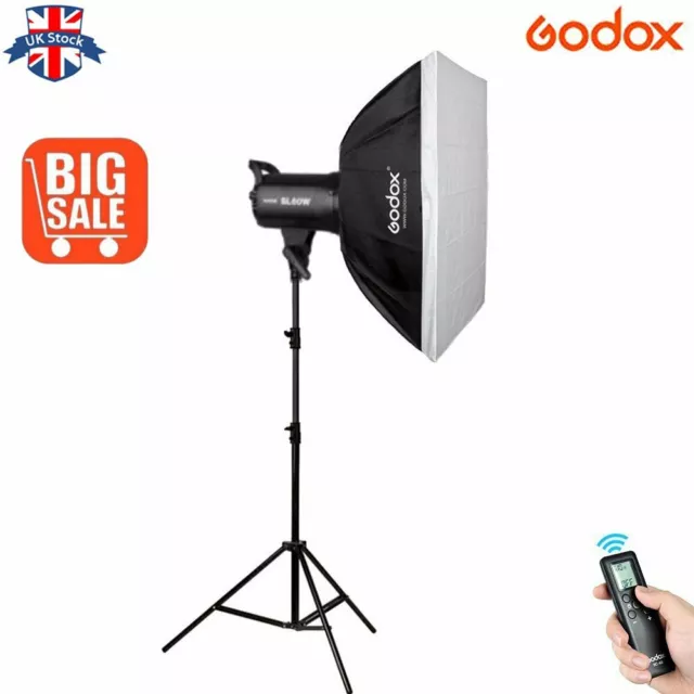 UK Godox SL-60W 5600K LED Video light Lampe+60*60cm Softbox+2m light stand Kit