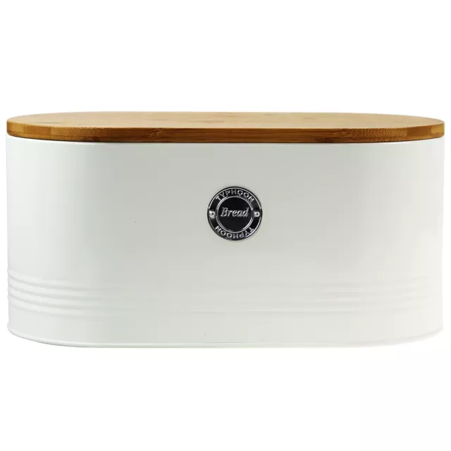 Crema contenedor de pan de acero inoxidable Typhoon con tapa de madera almacenamiento de cocina