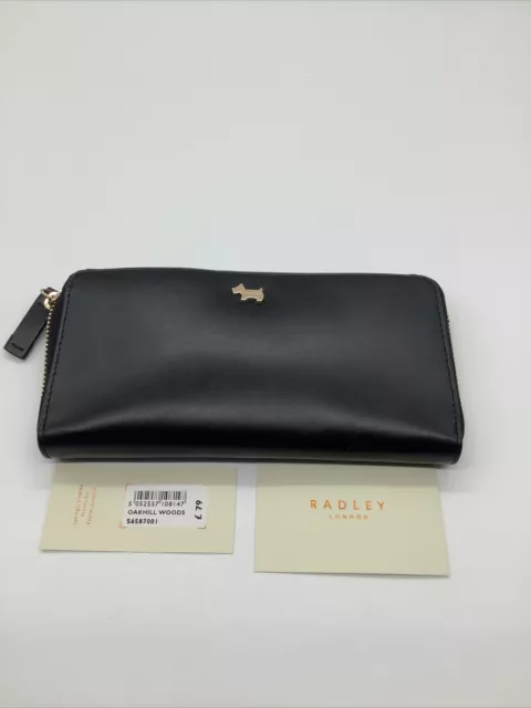 RADLEY OAK HILL Woods Black Leather Heart Shaped Coin Purse New