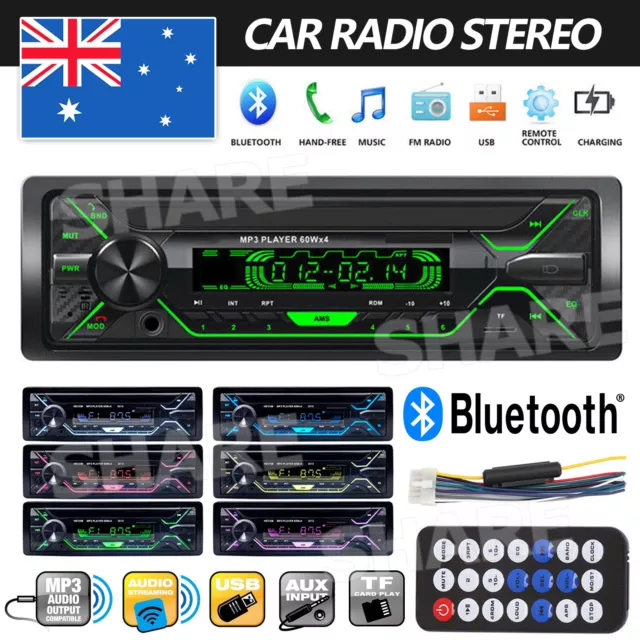 Car Stereo Audio Radio Bluetooth USB In-dash MP3 Player Head Unit NON-CD 1 DIN