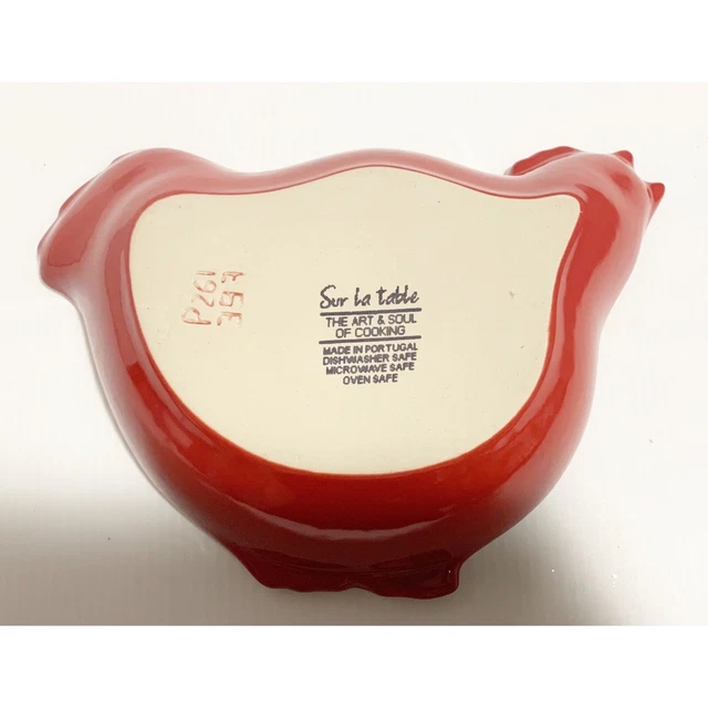 SUR LA TABLE Red Chicken Bird Baking Dish Bowl Portugal Oven Safe Glazed