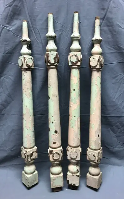 Set 4 Antique Turned Cherry Wood Spindle 28" Shabby Table Legs Chic VTG 1734-22B