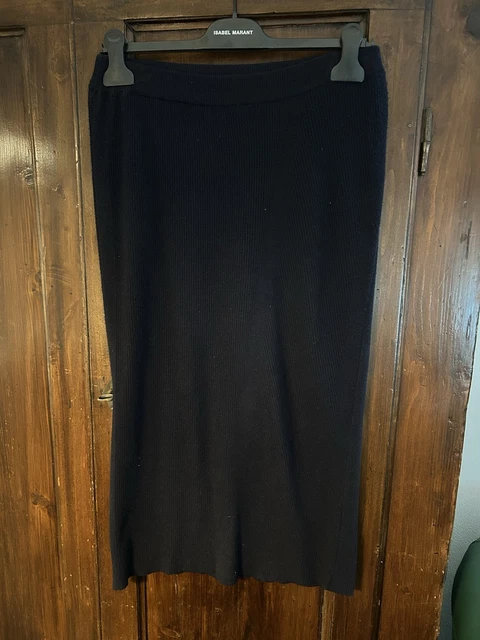 Set con Top a Collo Alto Elasticizzato Blu Scuro e Gonna a Quadri