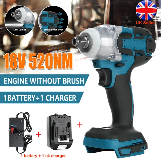 1/2" Driver 18V Brushless Cordless Impact Wrench Drill For Makita+ One Battery
