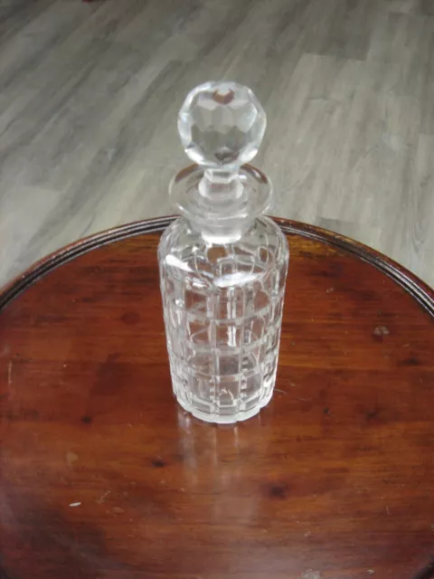 Vintage cut glass perfume bottle decanter style with glass stopper 6" tall